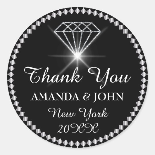 Hartelijk dank voor uw diamantnaam Wedding Bridal  Ronde Sticker (Voorkant)