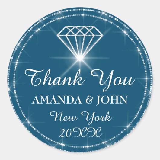 Hartelijk dank voor uw diamantnaam Wedding Bridal  Ronde Sticker (Voorkant)