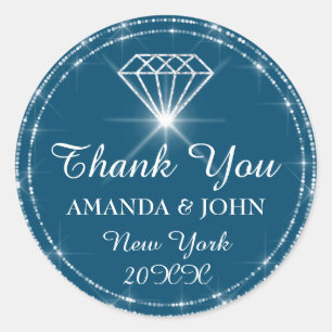 Hartelijk dank voor uw diamantnaam Wedding Bridal  Ronde Sticker