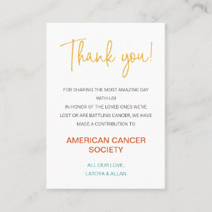 Hartelijk dank voor uw donatie aan liefdadigheidsb plaatskaartje