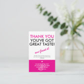 Hartelijk dank voor uw geweldige smaak en uw Logo Visitekaartje (Staand voorkant)