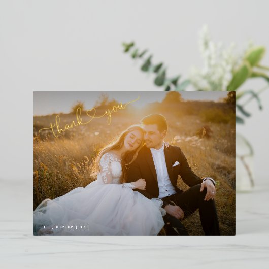 Hartelijk dank voor uw goudkalligrafie 2 Foto Foli Folie Feestdagenkaart (Staand Voorkant)