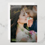 Hartelijk dank voor uw goudkalligrafie 2 Foto Folie Feestdagenkaart<br><div class="desc">Je trouwdag was perfect, en je gasten waren er een groot deel van. Hoe kun je beter "bedankt" zeggen dan met een kaart voorzien van een echt gouden folie met hart en ziel? Deze mooie feestdag bedankt je kaart is de perfecte manier om je waardering voor vrienden, familie of huwelijksgasten...</div>