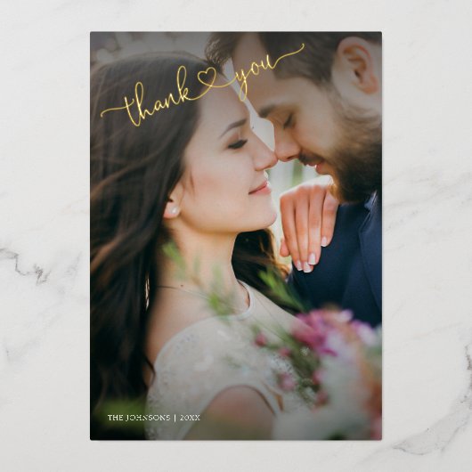 Hartelijk dank voor uw goudkalligrafie 2 Foto Folie Feestdagenkaart (Voorkant)