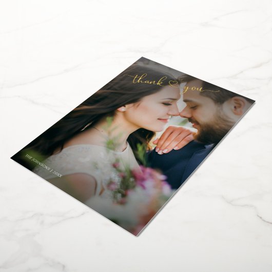 Hartelijk dank voor uw goudkalligrafie 2 Foto Folie Feestdagenkaart (Gedraaid)