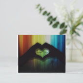 Hartelijk dank voor uw harten met regenbooghout bedankkaart (Staand voorkant)