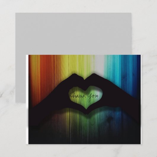 Hartelijk dank voor uw harten met regenbooghout bedankkaart (Voorkant / Achterkant)