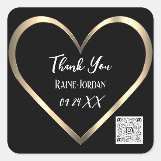 Hartelijk dank voor uw huwelijk voor QR CODE Black Vierkante Sticker (Voorkant)