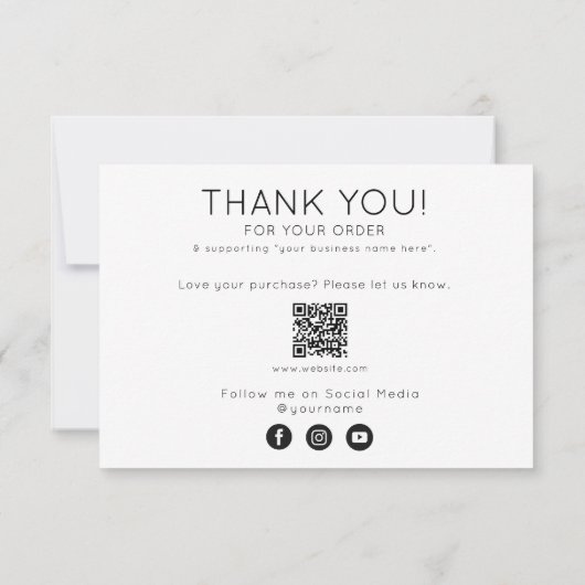 Hartelijk dank voor uw inkooporder Business Black Bedankkaart (Achterkant)