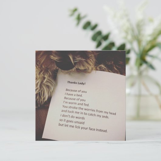 Hartelijk dank voor uw kaart van de hond (Staand voorkant)