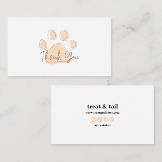 Hartelijk dank voor uw kaart voor uw huiswerk, voo visitekaartje (Voorkant / Achterkant)