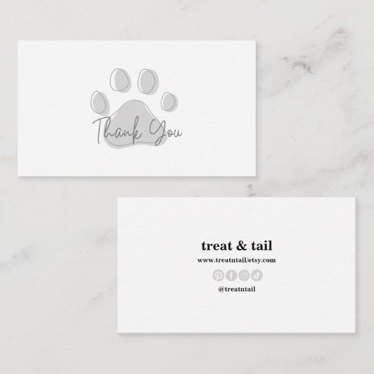 Hartelijk dank voor uw kaart voor uw huiswerk, voo visitekaartje (Voorkant / Achterkant)