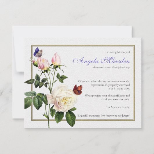 Hartelijk dank voor uw kaartje voor begrafenisboks bedankkaart (Voorkant)