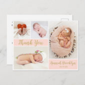 Hartelijk dank voor uw kalligrafie 4 Fotocollage g Aankondigingskaart (Voorkant / Achterkant)