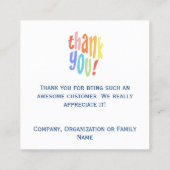 Hartelijk dank voor uw kleurrijke Typografische Vierkante Visitekaartje (Achterkant)