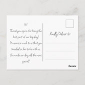 Hartelijk dank voor uw komst: aangepaste naam en b briefkaart (Achterkant)