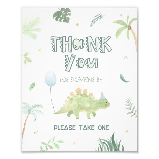 Hartelijk dank voor uw komst Dinosaur Birthday Fav Foto Afdruk (Voorkant)