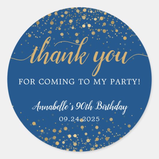Hartelijk dank voor uw komst Gold Confetti Birthda Ronde Sticker (Voorkant)