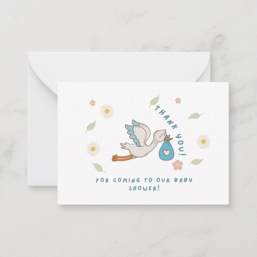 Hartelijk dank voor uw komst naar ons Baby shower Notitiekaartje (Voorkant)