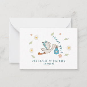 Hartelijk dank voor uw komst naar ons Baby shower Notitiekaartje