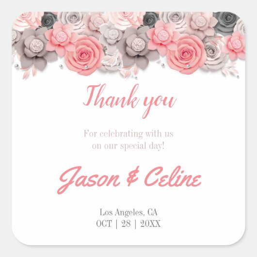 Hartelijk dank voor uw komst vierkante sticker (Voorkant)