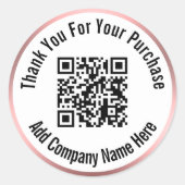 Hartelijk dank voor uw Kooproze en witte QR-code Ronde Sticker (Voorkant)