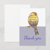 Hartelijk dank voor uw muzieknotitie Vogel voor mu Bedankkaart (Voorkant / Achterkant)
