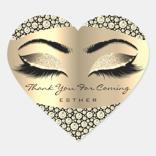 Hartelijk dank voor uw naam Heart Diamond Gold Hart Sticker (Voorkant)