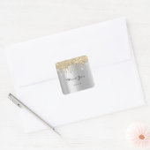 Hartelijk dank voor uw naam Wedding Silver Champai Vierkante Sticker (Envelop)