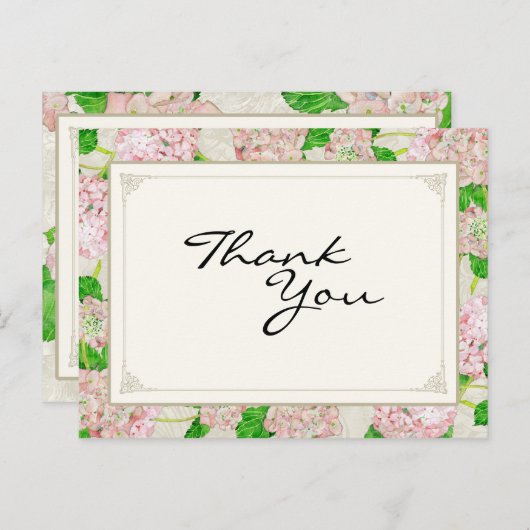 Hartelijk dank voor uw opmerkingen Roze Hydrangea Briefkaart (Voorkant / Achterkant)