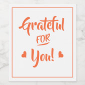 Hartelijk dank voor uw Oranje tekst Wijn Etiket (Enkel label)