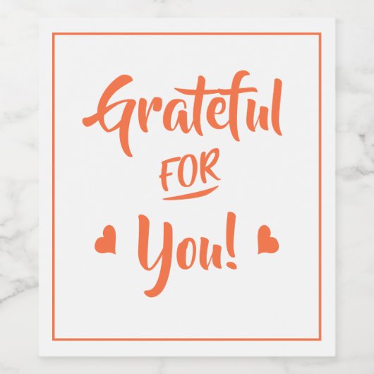 Hartelijk dank voor uw Oranje tekst Wijn Etiket (Enkel label)