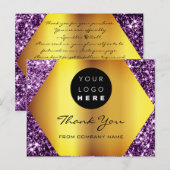 Hartelijk dank voor uw Paars Gold Logo Briefkaart (Voorkant / Achterkant)