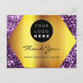 Hartelijk dank voor uw Paars Gold Logo Briefkaart (Voorkant)