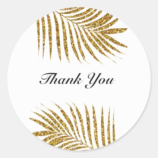 Hartelijk dank voor uw palm Tree Gold Leaf Weddens Ronde Sticker (Voorkant)