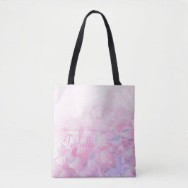 Hartelijk dank voor uw persoonlijke hydrangea roze tote bag