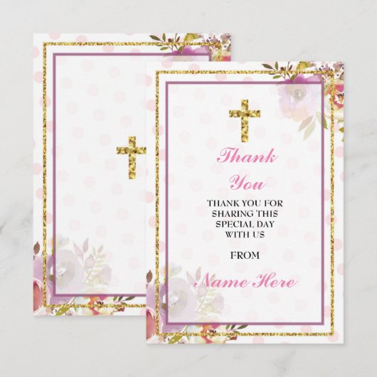 Hartelijk dank voor uw religieuze Heilige Kruis Fl Bedankkaart (Voorkant / Achterkant)