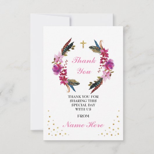 Hartelijk dank voor uw religieuze kruising Floral  Bedankkaart (Voorkant)