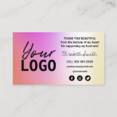 Hartelijk dank voor uw Roze holografische kaarten  Visitekaartje (Achterkant)