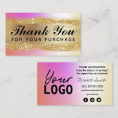 Hartelijk dank voor uw Roze holografische kaarten  Visitekaartje (Voorkant / Achterkant)