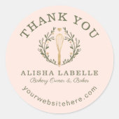 Hartelijk dank voor uw roze zakbankierbakkerij-wit ronde sticker (Voorkant)