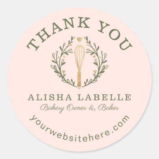 Hartelijk dank voor uw roze zakbankierbakkerij-wit ronde sticker (Voorkant)