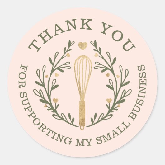 Hartelijk dank voor uw roze zakbankierbakkerij-wit ronde sticker (Voorkant)