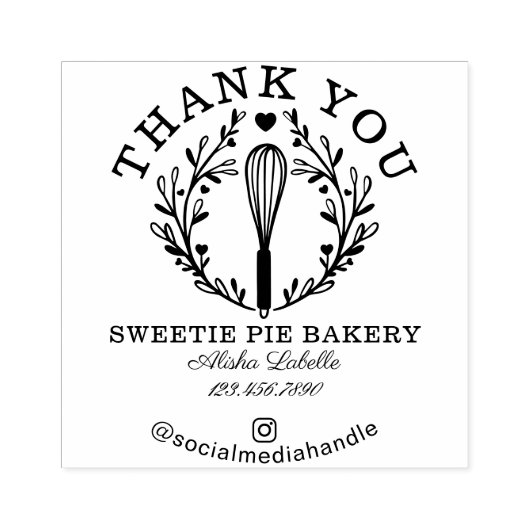 Hartelijk dank voor uw roze zakbankierbakkerij-wit rubberstempel (Afrduk)