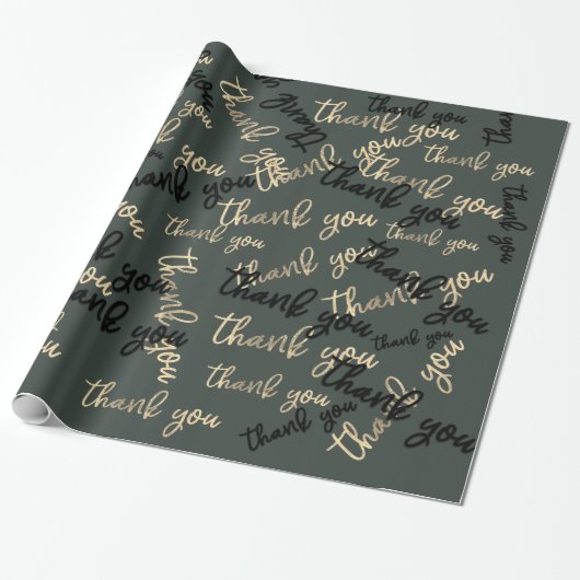 Hartelijk dank voor uw Sage Green Gold Caligraphy Cadeaupapier (Uitgerold)
