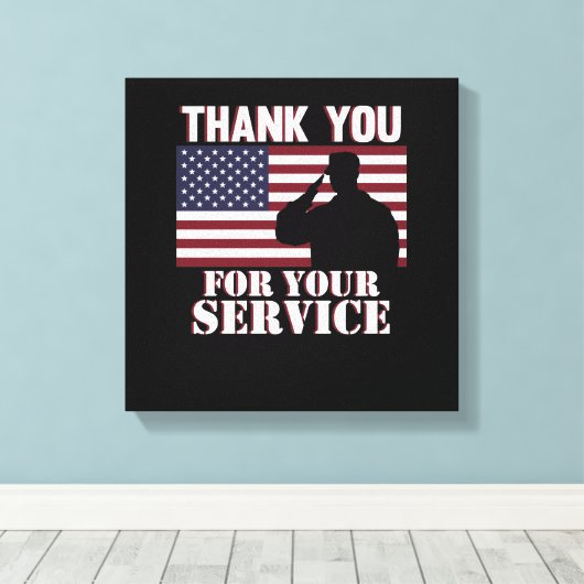 Hartelijk dank voor uw service Happy Veterans Day Canvas Afdruk (Insitu (Houten vloer))