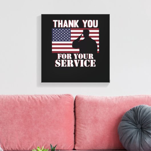 Hartelijk dank voor uw service Happy Veterans Day Canvas Afdruk (Insitu (Woonkamer))
