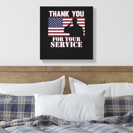 Hartelijk dank voor uw service Happy Veterans Day Canvas Afdruk (Insitu (Slaapkamer))