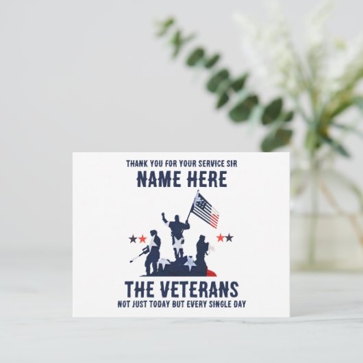 Hartelijk dank voor uw service op de Veterandagkaa Briefkaart (Staand voorkant)