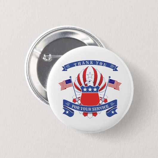 Hartelijk dank voor uw servicepatriotic ronde button 5,7 cm (Voorkant /achterkant)